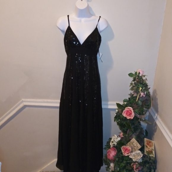 Vintage 90's/Y2K Marina Black Sequinned Chiffon Maxi Dress - Picture 16 of 16